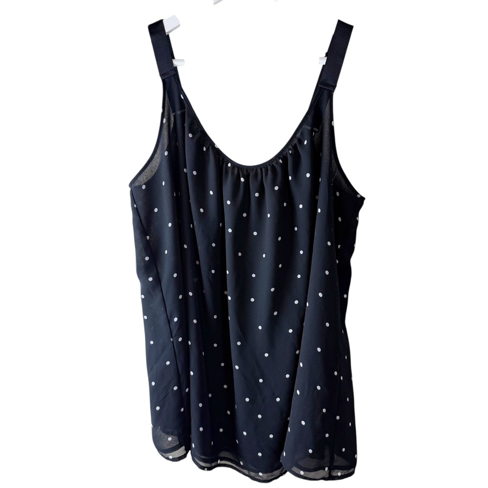Lane Bryant Black Polka Dot Sheer Sleeveless Tank Top Camisole Plus Size 18